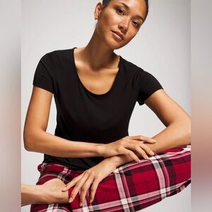Soma Short Sleeve Pajamas Pants Set - size S - Perfect Plaid Red - NWT